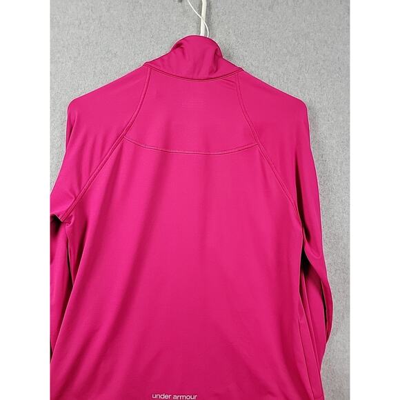 Under Armour All Season Hot Pink LS Zip Up Sweatshirt Women's M Pockets Stretch - Picture 7 of 12